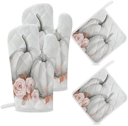 Versatile Fall Design Oven Mitts and Pot Holders Set for Kitchen Essential