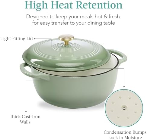 6 Quart Cast-Iron Dutch Oven Sage Green
