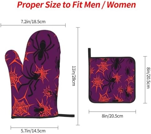 Scary Halloween Spider Web Oven Mitts Set of 3 with Pot Holders