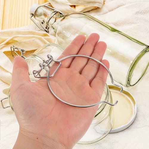 Wide Mouth Glass Jar Sealed Buckle Wire Clamp Silver