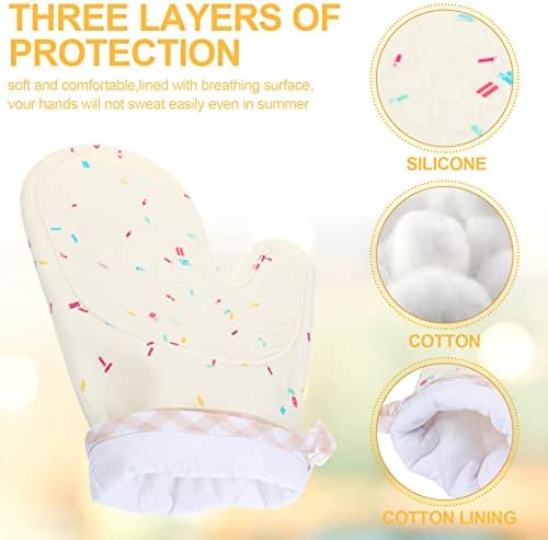 Set of 2 Silicone Oven Mitts Heat Resistant 500F