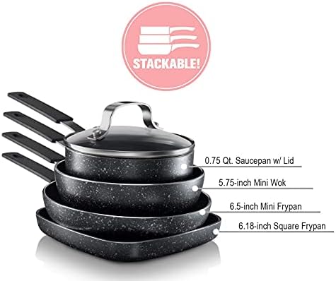 Granitestone 5-Piece Stackable Cookware Set Dishwasher Safe Nonstick Scratch-Resistant PFOA-Free