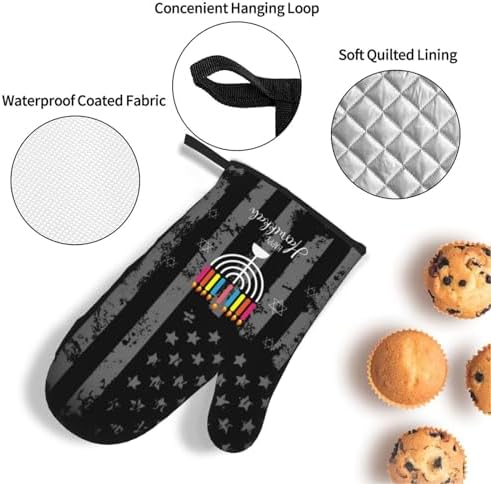 Happy Hanukkah 2023 Oven Mitts and Pot Holders Set - Heat Resistant Kitchen Essentials