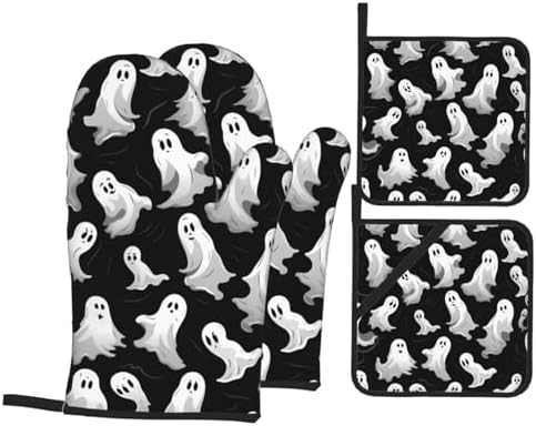 Exclusive Halloween Set 4PCS Heat Resistant Oven Mitts Potholders