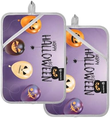 Scary-Facing 2Pcs Pot Holder Halloween Balloons Kitchen Baking Set