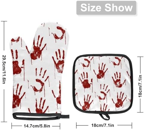 Halloween Red Handprints Oven Mitts Set of 2