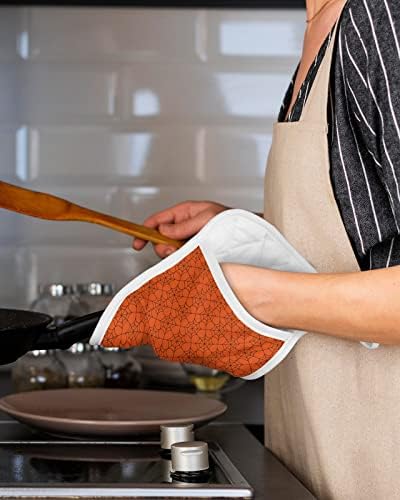 GEOMETRIC HALLOWEEN POT HOLDER SET - 5pcs Heat-Resistant Oven Mitts with Pocket