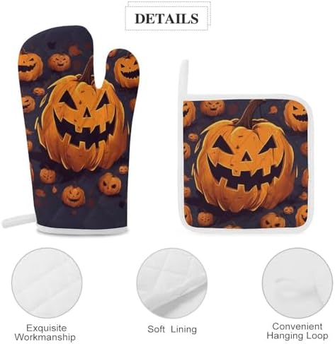 Halloween-Themed Warm Pumpkin Oven Mitts