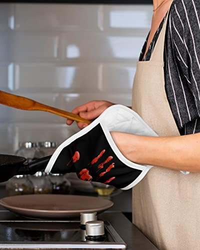 Halloween Blood Handprint 5pcs Oven Mitts Set