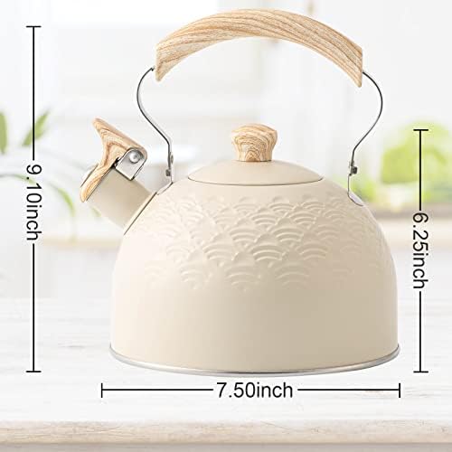 Whistling Stainless Steel Tea Kettle with Wood Handle