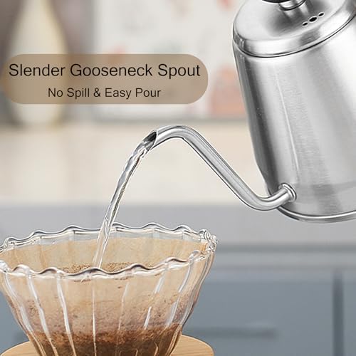 Gooseneck Coffee Kettle Travel-Friendly 24oz Pour Over 304 Stainless Steel