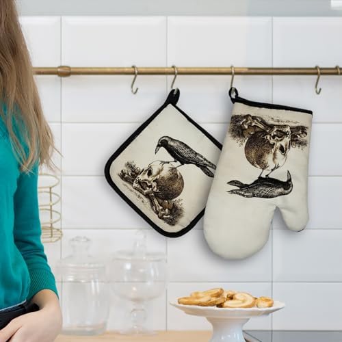 Gothic Halloween Oven Mitts and Potholders Set