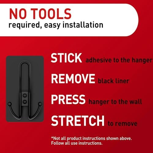 Durable Matte Black Wall Hook 3 Strips for Easy Hanging