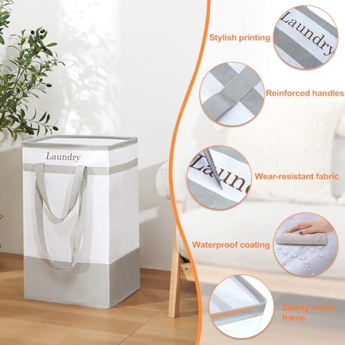 Two-Piece Collapsible Laundry Hamper for Bathroom Storage