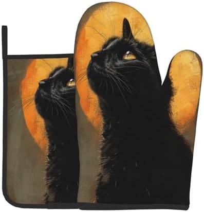 Haute Halloween Cat Oven Mitts Best Party Accessories