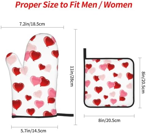 Valentines Day Oven Mitts Pot Holders Set 4pcs Heat Resistant Kitchen Gloves