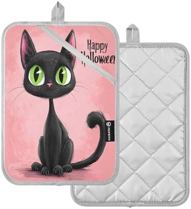 Halloween Cute Black Cat Pot Holders 2 Pcs
