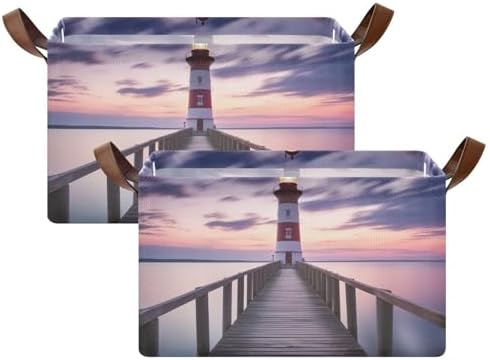YETTASBIN Lighthouse Storage Basket 32L Waterproof with Handle