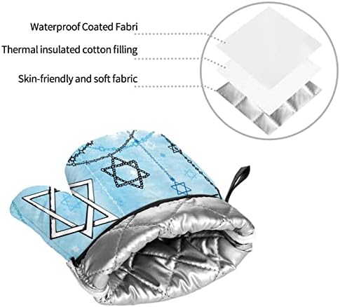 Happy Hanukkah Heat Resistant Oven Mitts and Pot Holders Set
