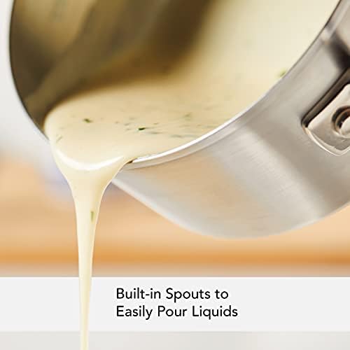 Quick Easyobia1 Quart Stainless Steel Saucepan with Pour Spouts Silicone Grip Handles