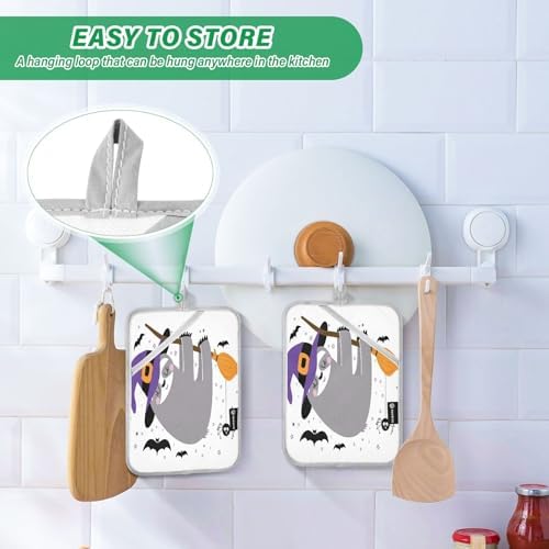 Halloween Sloth Potholders Heat-Resistant Fun Kitchen Pots - 2-Pack