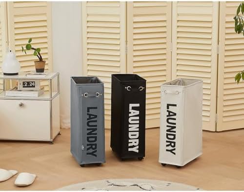 25-Inch Slim Collapsible Laundry Basket on Wheels