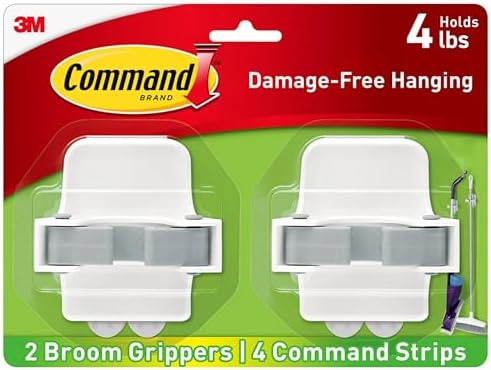 Command Broom Mop Organizer - Durable Wall-Mounted Hanger for 4 Lbs