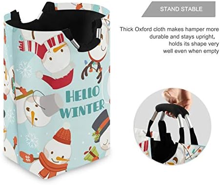 Hello Winter Cute Snowman Foldable Laundry Basket