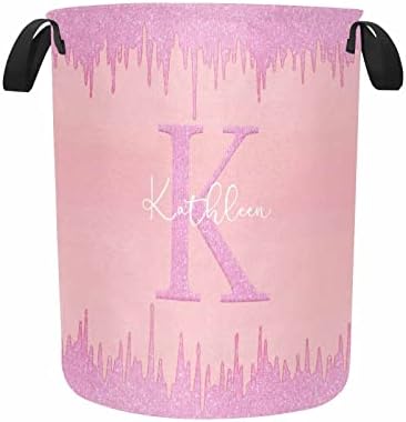 Personalized Pink Glitter Kids Laundry Bask