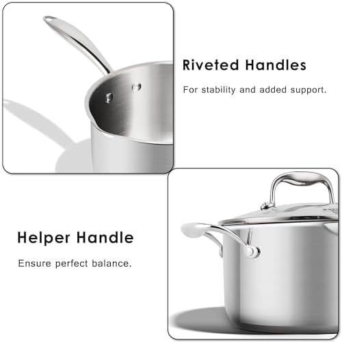 Rorence Stainless Steel Saucepan with Pour Spout Glass Lid
