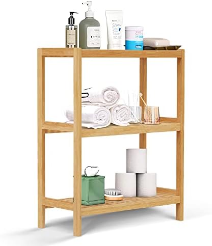 3-Tier Bamboo Freestanding Shelf Unit for Bathroom Kitchen Living Room Office