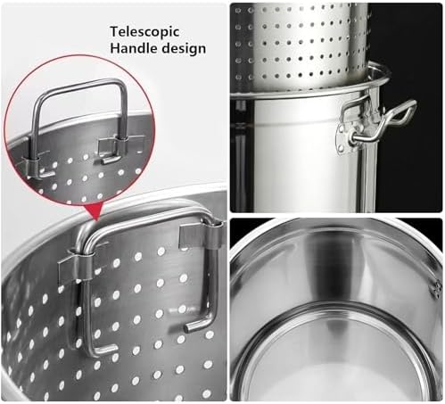 Sturdy Stainless Steel Stockpot with Basket Deep Fry Soup Seafood Made Easy