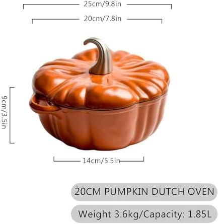 Enameled Cast Iron Casserole Pot in Pumpkin Shape Dutch Oven with Lid