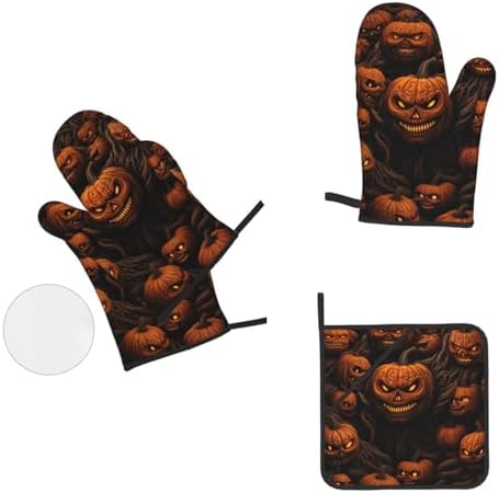 Pumpkin Oven Mitts Pot Holders Set of 4 Heat-Resistant Cooking Tools