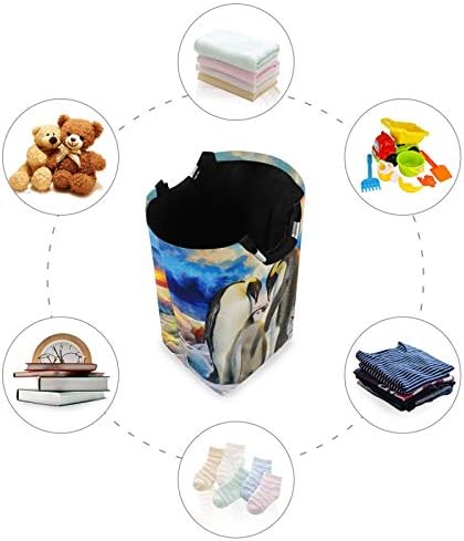 Susiyo Foldable Laundry Basket with Handles and Penguin Pattern