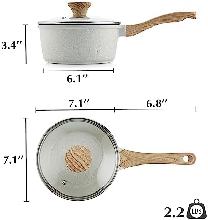 2 Quart Nonstick Ceramic Saucepan with Lid