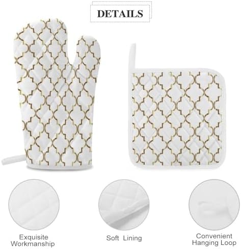 Curdesi Oven Mitts Set Heat-Resistant for Baking BBQ
