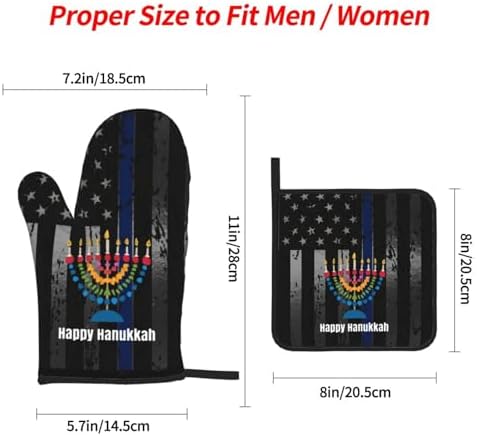 Happy Hanukkah Premium Heat-Resistant Oven Mitts Set