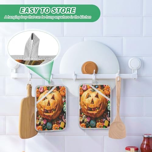Halloween pumpkin pot holders 2-piece set