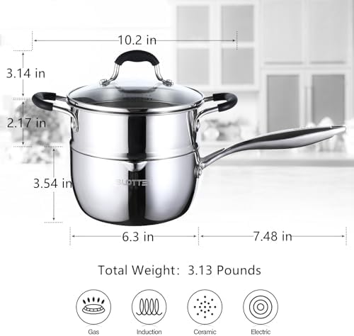 Tri-Ply Steel Saucepan with Steamer