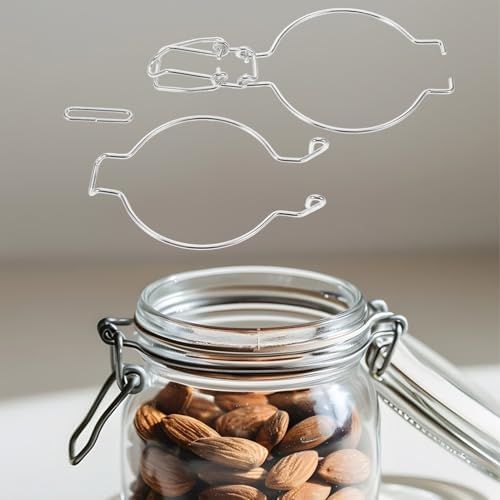 Wide Mouth Glass Jar Sealed Buckle Wire Clamp Silver