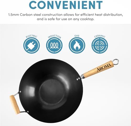 Aroma Housewares 14 Heavy-Duty Non-Stick Wok with Heat-Resistant Handles