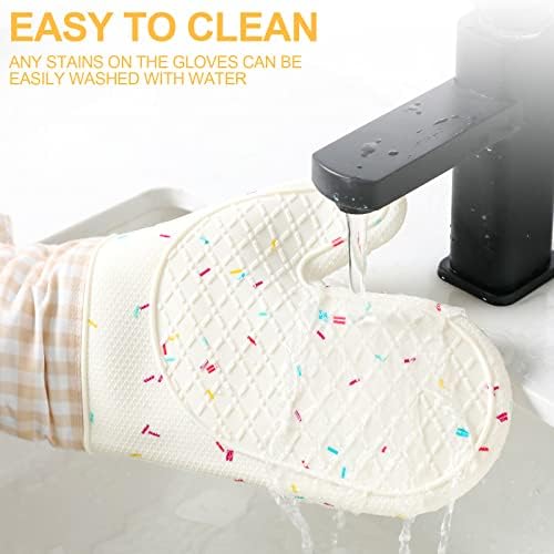 Set of 2 Silicone Oven Mitts Heat Resistant 500F
