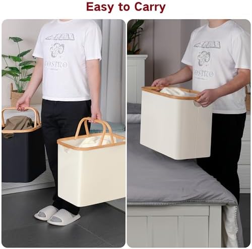 Laundry Basket with Handles Collapsible 60L Black