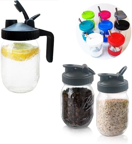 6-Piece Set Handle-Flip Wide-Mouth Mason Jar Lid 86mm LTS