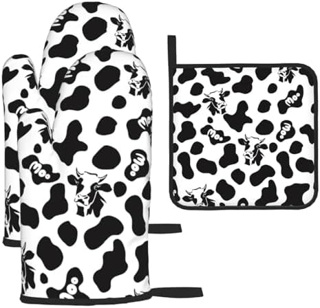 Cute Kitchen Design Heat-Resistant Oven Mitts Set of 3