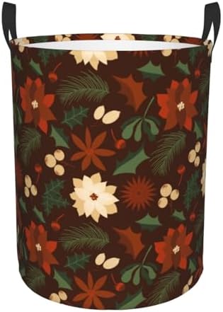 Waterproof Christmas Clothes Hamper with Handles for Laundry Room Bathroom Storage