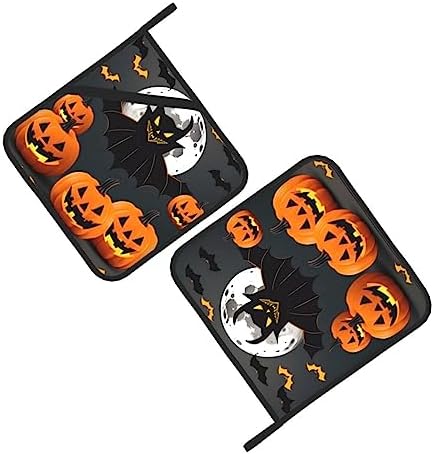 CarXs Halloween Moon Bat Pumpkin Potholder Set