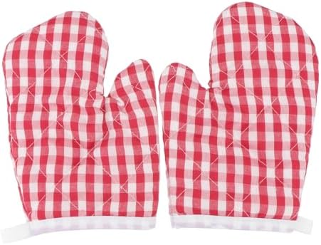 2Pcs Red Checkered Oven Mitts
