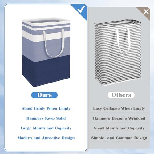 3-Pack Large Capacity Waterproof Laundry Basket with Gradient Blue
